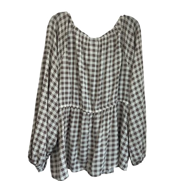 Torrid Brown Gingham Peasant Babydoll Boho Top Size 3X (US 3) - Picture 3 of 9
